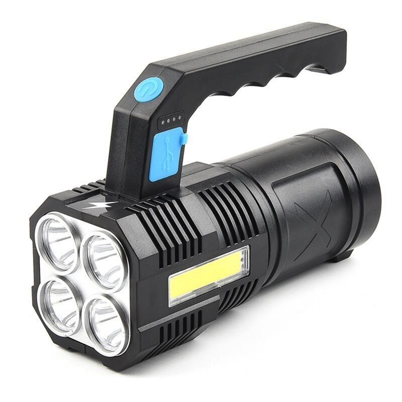 4 LED Super Bright Portable Rechargeable Flashlight Cob Light For Outdoor Camping Lantern Torch